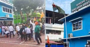 আগরতলায় বাংলাদেশ সহকারী হাইকমিশনে হামলা, নামানো হলো পতাকা,ভারতের দুঃখ প্রকাশ